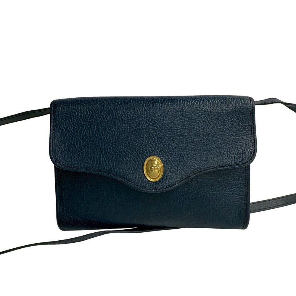 CHRISTIAN DIOR Blue Leather Pochette Shoulder Bag - Picture 1 of 9